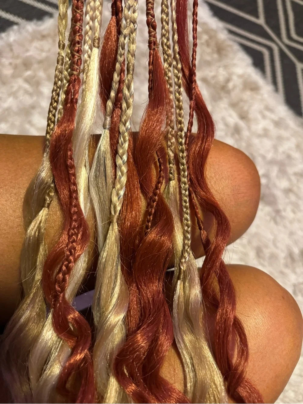Copper Red & Blonde Braided Curly Hair Extensions - Fashion Accent